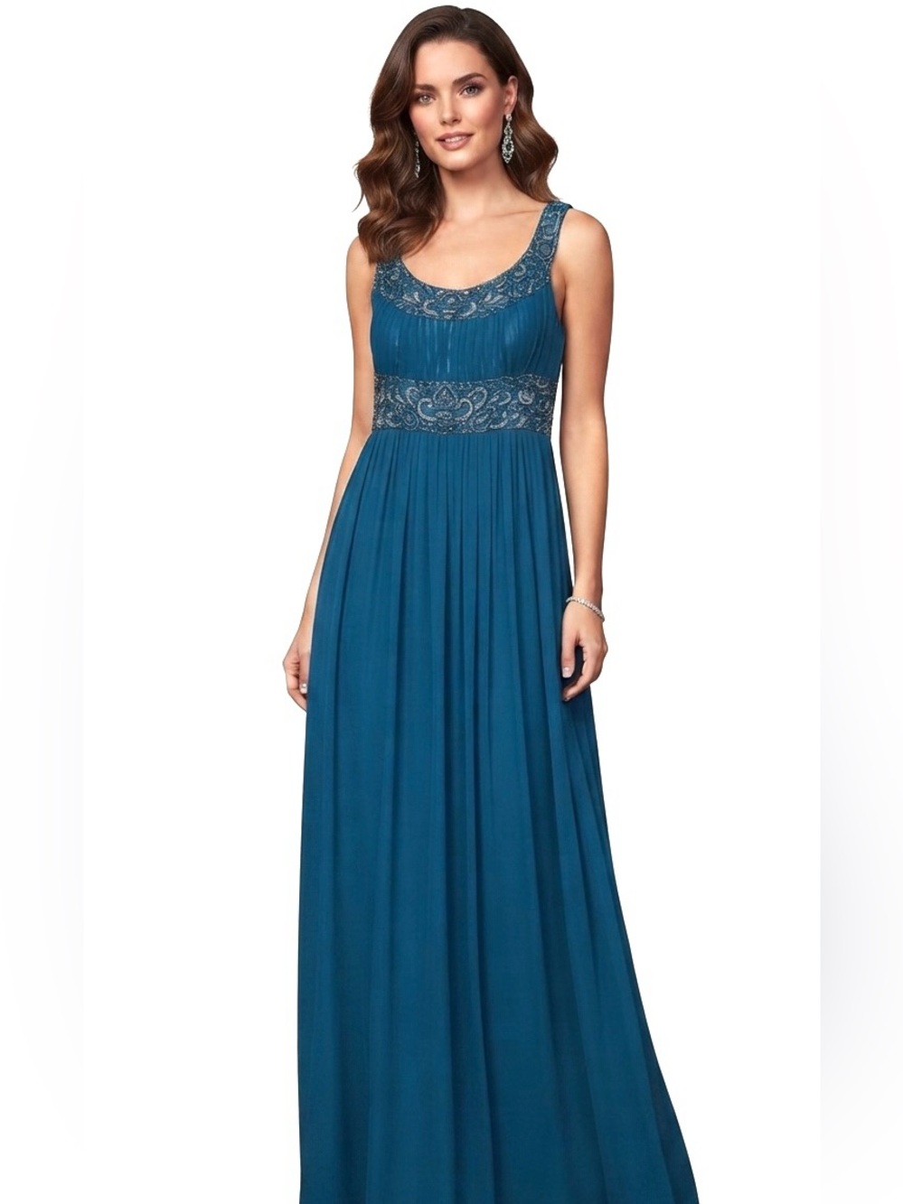 Adrianna Papell Y2K Evening teal silk dress 4